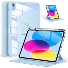 MTK Moveteck iPad Air 4 2019 10.9 Kalem Tutuculu Kılıf 360 Dönen Standlı Uyku Modlu Folio 360 Derece Dönen Şeffaf Arka Kapak