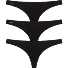 Liona 3 Lü Paket Siyah Renk Kadın G String