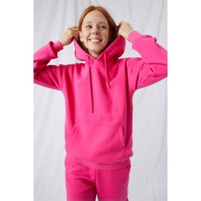 Gothamvibes Kadın Stay Oversize Fuşya Hoodie Sweatshirt