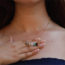 Lightcrop Gold Aslan Burcu Doğal Taş Kolye