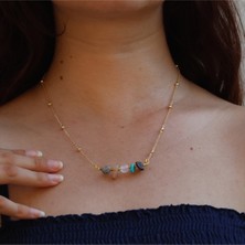 Lightcrop Gold Aslan Burcu Doğal Taş Kolye