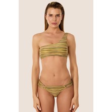 Ayyıldız 40737 Gold Simli Tek Omuz Bikini Takımı