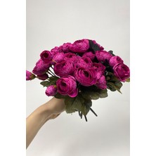 Hayalperest Boncuk Koyu Fuşya Şakayık Eren Gül Yapay Çiçek 3 Demet