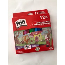 Pritt Jumbo Üç Green Silinebilir Mum Boya 12 Renk Pritt Mum