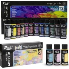 Rich Mastermix Akrilik Boya 12 Canlı + 6 Pastel Renk 18X60 Cc.