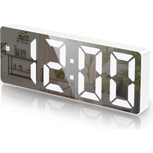 Kuzey Beyaz LED Işikli Saat Di̇ji̇tal Saat Alarm Derece Ses Kontrollü Usb+Pi̇lli̇ Saat Di̇gi̇tal LED Clock Full Özelli̇kli̇
