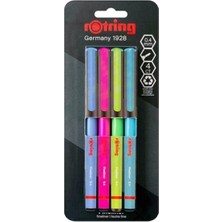 Rotring Fineliner Ince Keçe Uçlu Kalem 4'lü Canlı Renkler