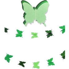 Profisher Düğün Doğum Günü Parti Dekoru Kağıt Kelebek Dizesi Degrade Yeşil