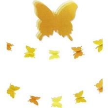 Profisher Düğün Doğum Günü Parti Dekoru Kağıt Kelebek Dizesi Degrade Sarı