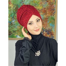 Butik Ambar Sultan Model Kırmızı Büzgülü Dış Bone
