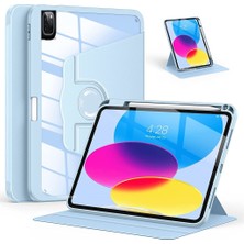 MTK Moveteck Apple Ipad Pro 12.9 3.4.5.6. Nesil Kılıf Katlanabilir Kalemlikli Ayarlanır Stand Uyku Modlu 360 Derece Dönen Şeffaf