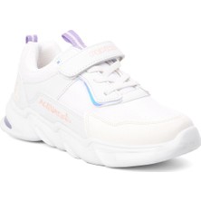 Pepino 5035-F Beyaz-Lila Pudra Cırt Cırtlı Çocuk Spor Ayakkabı