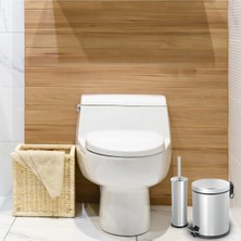 Gör Seç Paslanmaz 3 Litre 2'li Banyo Seti Pedallı Çöp Kovası Wc Klozet Tuvalet Fırça Seti Banyo Çöp Kovası