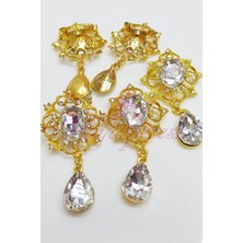 Sarı Damlalı Kristal Taşlı Broş