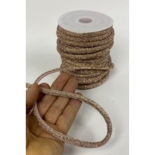 Hayalperest Boncuk Rose Rengi Sık Parlak Taşlı Keçe Zeminli Şerit Aplik