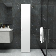 Fafare Tek Kapaklı 5 Raflı Çok Amaçlı Banyo Mutfak Kiler Dolabı, Beyaz Erzak Dolabı