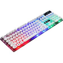 Kablolu Oyun Klavyesi Multimedya Anahtarları Rgb Backlight Punk Beyaz 2 (Yurt Dışından)