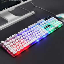 Kablolu Oyun Klavyesi Multimedya Anahtarları Rgb Backlight Punk Beyaz 2 (Yurt Dışından)