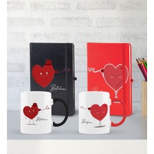 Bk Gift Kişiye Özel Sevgili Temalı 2’li Defter Kupa Hediye Seti, Sevgiliye Hediye, Sevgililer Günü Hediyesi-8
