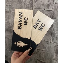 Bay/Bayan Wc Yönlendirme Levhası Seti Kendinden Yapışkanlı 20x9 cm Meşe Serisi Kabartmalı Natural