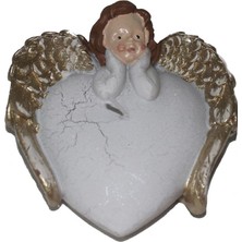 Pandoli Kutulu Beyaz Renk Kalp Şeklinde Kanatlı Melek Mum 1 Adet 9,5 cm