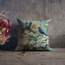 Lia Store Kuş Desenli Çift Taraflı Dekoratif Kırlent Kılıfı