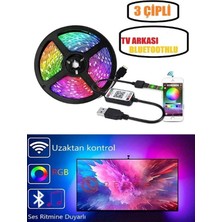 Gaman Bluetoothlu Telefondan Kontrollü Çok Renkli Tv Laptop Monitör Arkası Dekoratif 4 Metre LED 120 LED