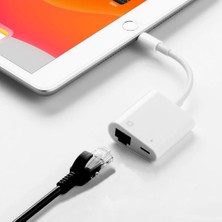 Enfein Iphone Ipad Ile Uyumlu 2in1 Lightning To Ethernet Dönüştürücü Adaptör (Beyaz)