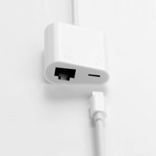 Enfein Iphone Ipad Ile Uyumlu 2in1 Lightning To Ethernet Dönüştürücü Adaptör (Beyaz)