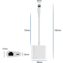 Enfein Iphone Ipad Ile Uyumlu 2in1 Lightning To Ethernet Dönüştürücü Adaptör (Beyaz)