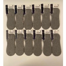 Dündar Erkek  12"li  Gri  Pamuk Dikişsiz Sneaker Çorap