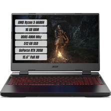 Acer Nitro 5 AN515-46 Amd Ryzen 5 6600H 16 GB 512 GB SSD Rtx 3050 Freedos 15.6" Fhd 144 Hz Taşınabilir Bilgisayar NH.QGXEY.001-16