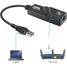 Enfein USB To Ethernet Dönüştürücü (1000MBPS) Kolay Taşınır ve Saklanır Çevirici Adaptör (Siyah)