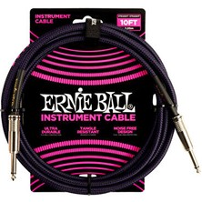 Ernie Ball P06393 10FT(3M) Örgü Düz Mor Kablo