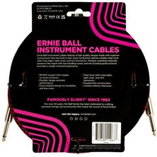 Ernie Ball P06394 10FT(3M) Kırmızı Siyah Örgü Enstrüman Kablosu