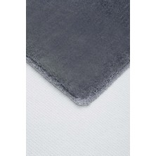 Balat Halı Raschel Carpet Kesme Yolluk Kaymaz Taban Yumuşak Peluş Halı Koyu Gri