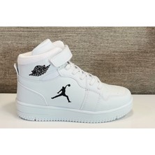 Cool Haykat Uzun Çocuk Basket Ayakkabı Beyaz Suni Deri Unisex Sneakers Taban Tipi