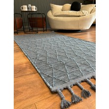 Saraz Halı Stıl Kilim 1603 Antrasit Dokuma Kilim Nakış Yıkanabilir