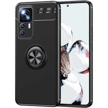 Microcase Xiaomi 12T / 12T Pro Focus Serisi Yüzük Standlı Silikon Kılıf - Siyah AL3363