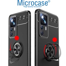 Microcase Xiaomi 12T / 12T Pro Focus Serisi Yüzük Standlı Silikon Kılıf - Siyah AL3363