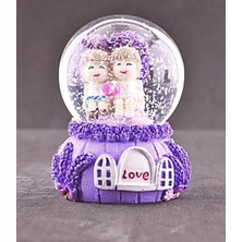 Home Dekor Hediye Dekoratif Hediye Sevgiliye Aşkımsın Temalı Mini Boy Lila Kar Küresi 6,5 cm Boy Işıklı Kar Küresi