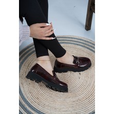 Osso Deri Bordo Petek Rugan Kadın Makosen Ayakkabı 222134101