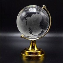 Home Dekor Hediye Dekoratif Şık Hediye Ev Ofis Hediyesi Kristal Mega Boy Cam Dünya Küre Gold 12 cm Boy