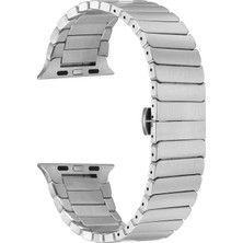 AktarMobile Apple Watch 7 6 Se 5 4 3 2 1 - 41 / 40 / 38 mm Uyumlu Metal Kordon Baklalı Model Bilezik Çelik Kayış