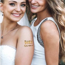 Şapkadan Bride Flash Tattoo Paketi, Tektaş Temalı Altın Varaklı Geçici Dövme Tektas