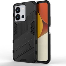 Microcase Vivo Y22S / Y22 4g / Y35 Matrix Serisi Armor Standlı Perfect Koruma Kılıf - Siyah AL3416