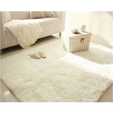 Balat Halı Raschel Carpet Kesme Yolluk Kaymaz Taban Yumuşak Peluş Halı Krem