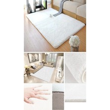 Balat Halı Raschel Carpet Kesme Yolluk Kaymaz Taban Yumuşak Peluş Halı Beyaz