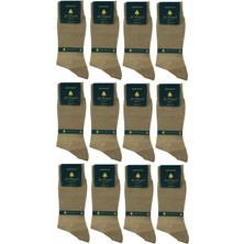 La Pescara La'pescara Ultra Lüks 12'li Bej Merserize Erkek Klasik Çorap Set CRP20