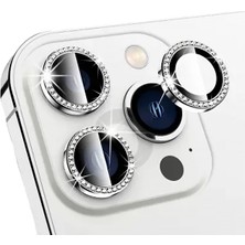 Binano IPHONE 14 Pro/14 Pro Max Taşlı Silver Kamera Koruyucu